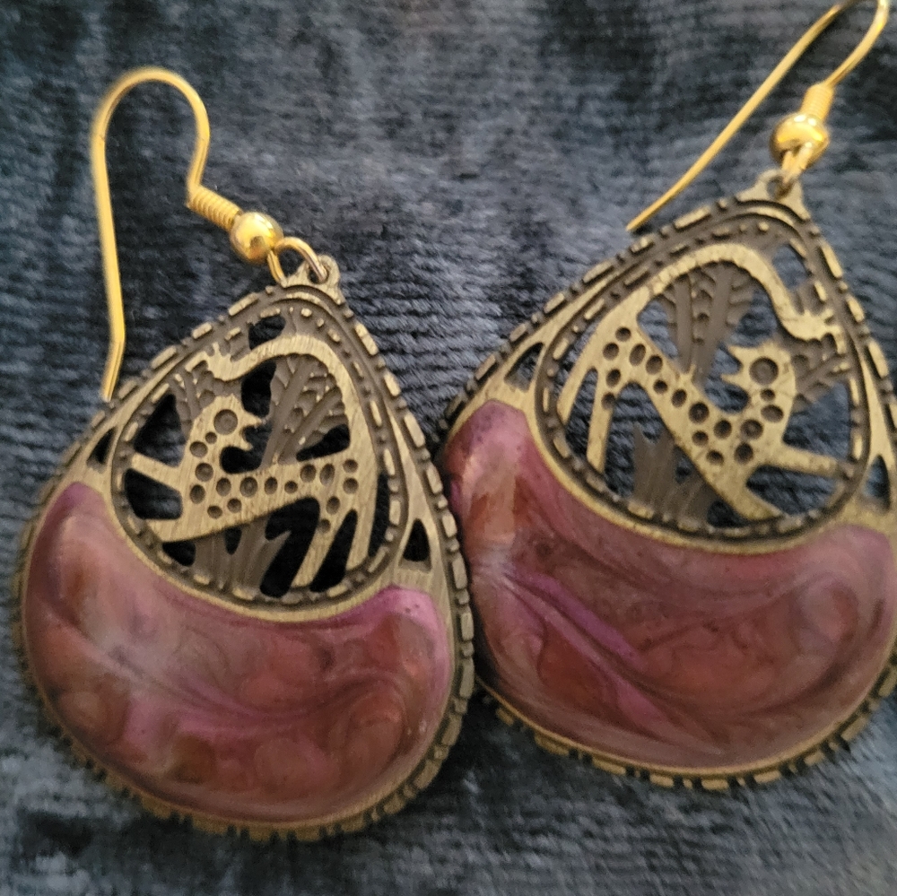 Purple Metal Leopard Earrings